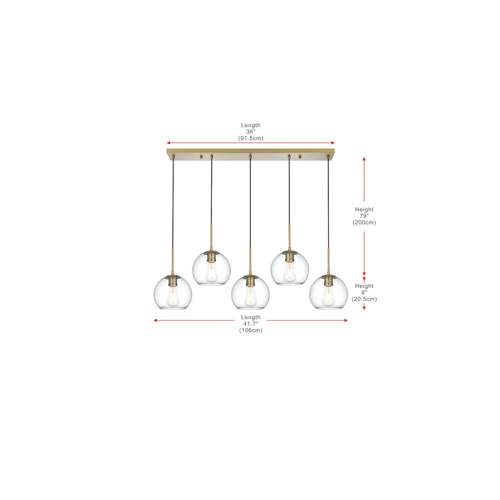 Baxter 41.5 Inch Pendant Clear Shade in Satin Gold
