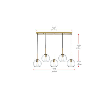 Baxter 41.5 Inch Pendant Clear Shade in Satin Gold