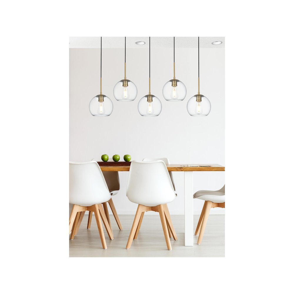 Baxter 41.5 Inch Pendant Clear Shade in Satin Gold