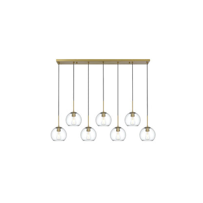 Baxter 54 Inch Pendant Clear Shade in Satin Gold