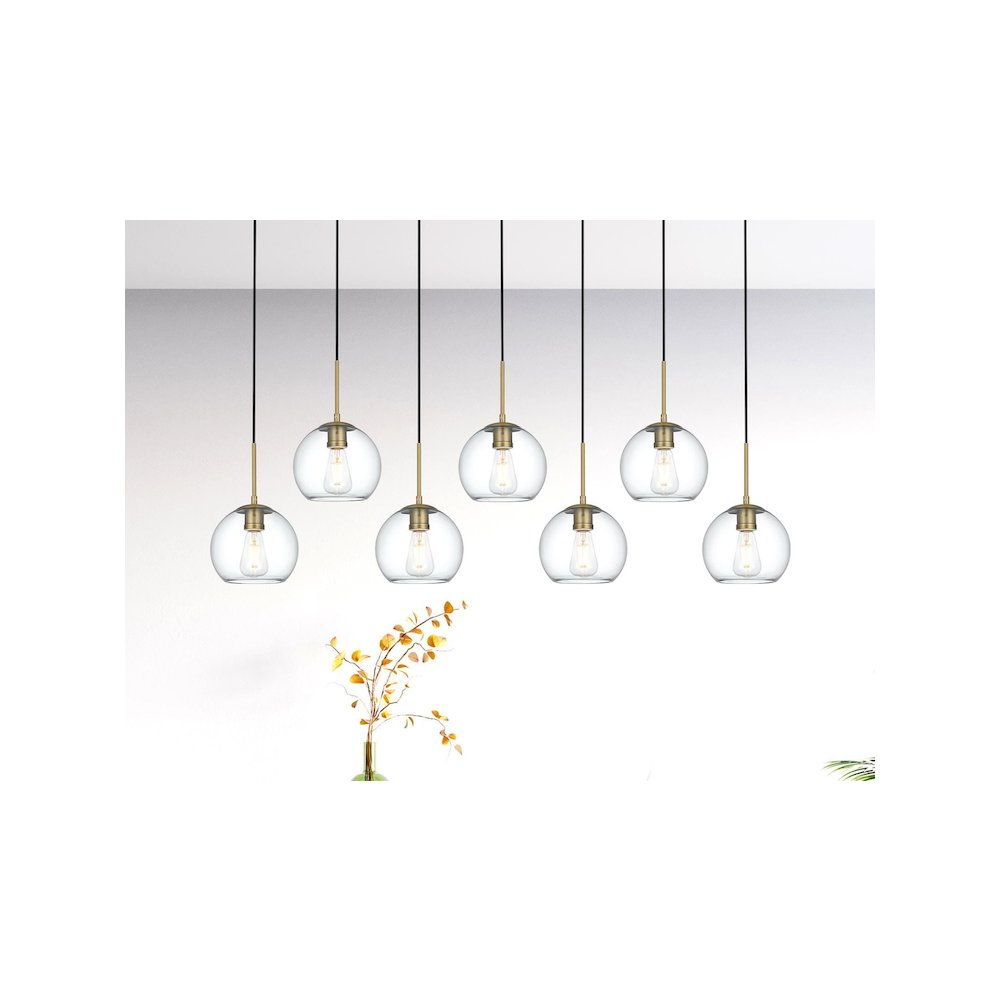 Baxter 54 Inch Pendant Clear Shade in Satin Gold