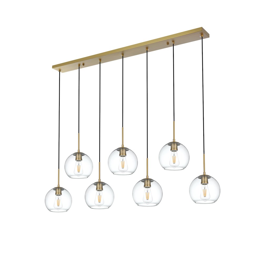 Baxter 54 Inch Pendant Clear Shade in Satin Gold