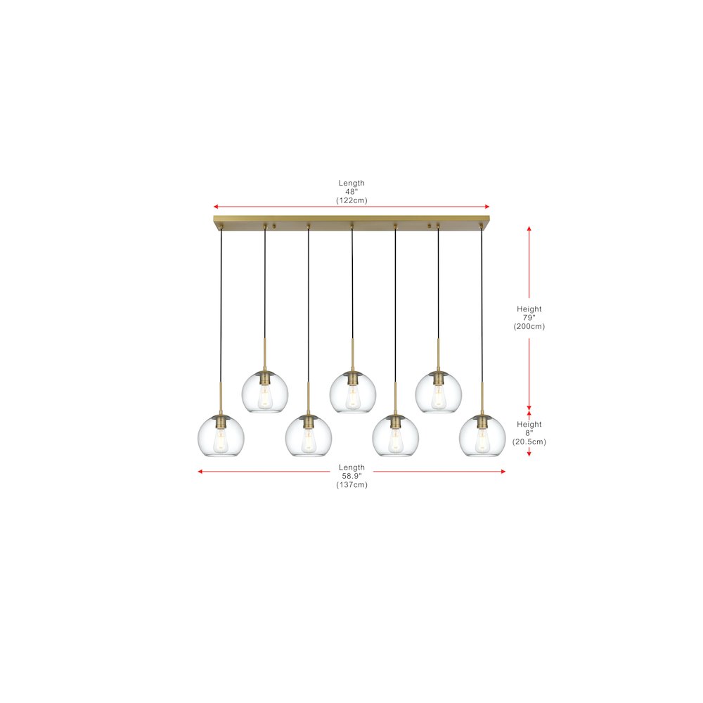 Baxter 54 Inch Pendant Clear Shade in Satin Gold