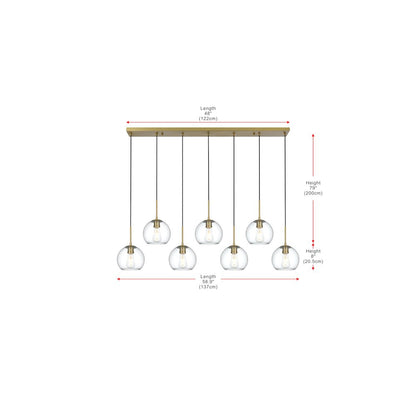 Baxter 54 Inch Pendant Clear Shade in Satin Gold