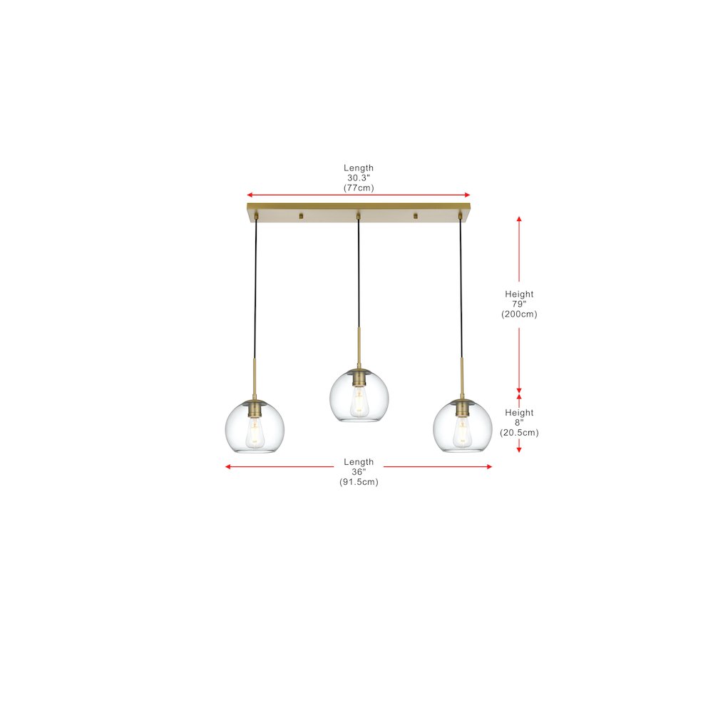 Baxter 36 Inch Pendant Clear Shade in Satin Gold