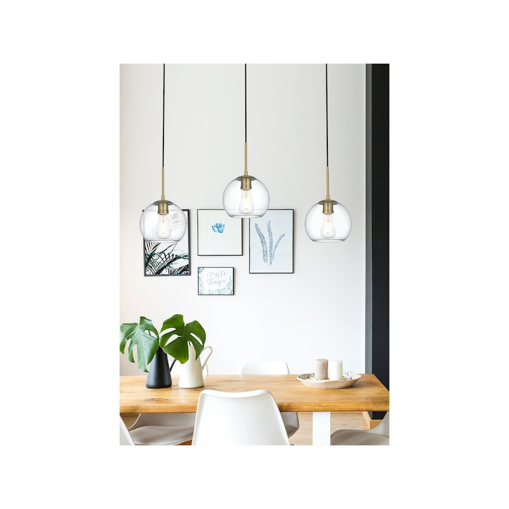 Baxter 36 Inch Pendant Clear Shade in Satin Gold
