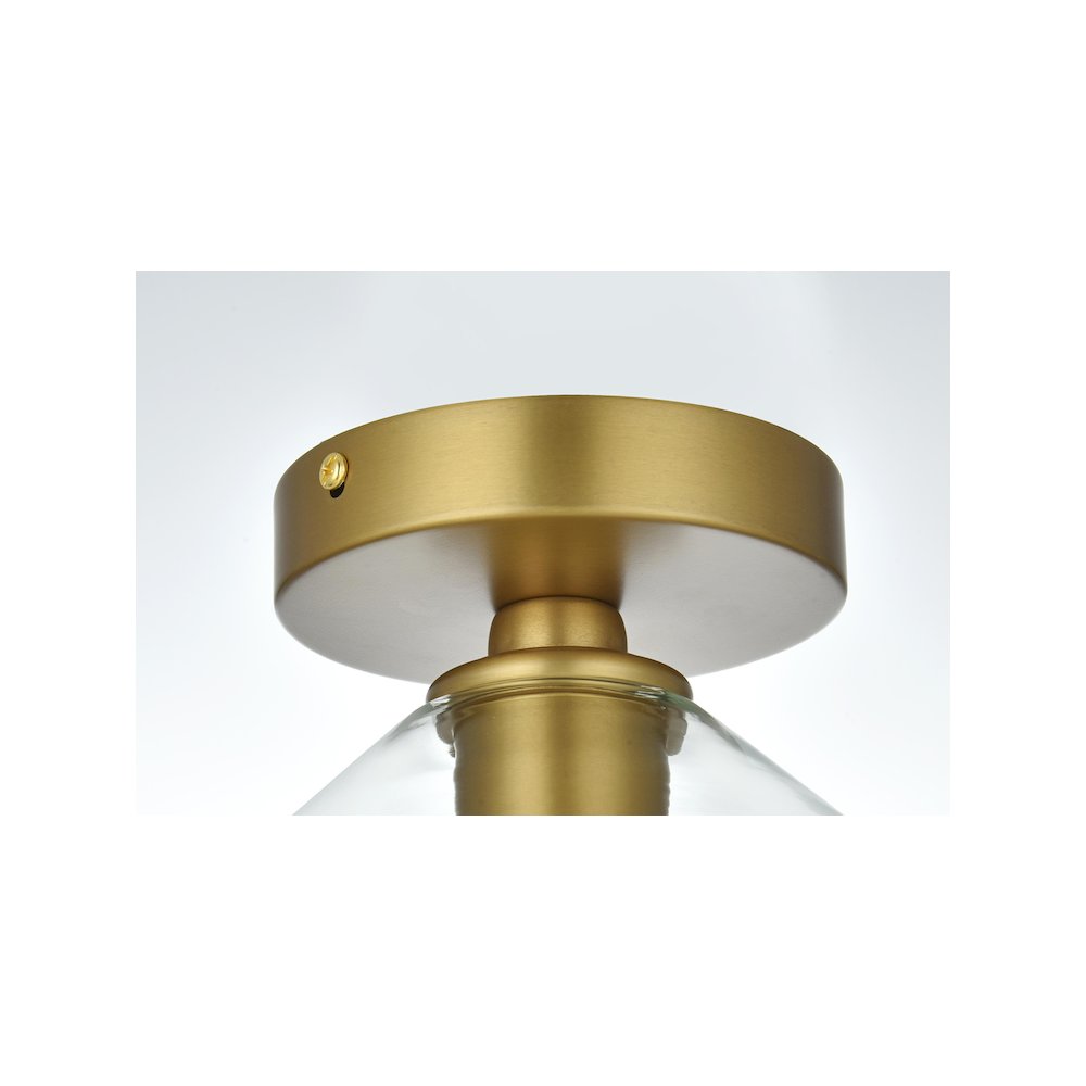 Gene 8 Inch Flush Mount Clear Shade in Satin Gold