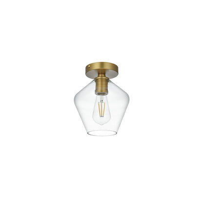 Gene 8 Inch Flush Mount Clear Shade in Satin Gold