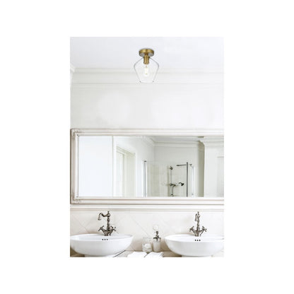Gene 8 Inch Flush Mount Clear Shade in Satin Gold