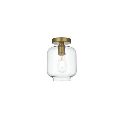 Collier 7.5 Inch Flush Mount Clear Shade in Satin Gold