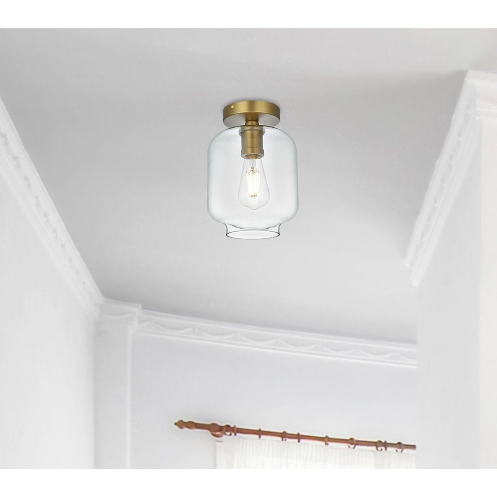Collier 7.5 Inch Flush Mount Clear Shade in Satin Gold
