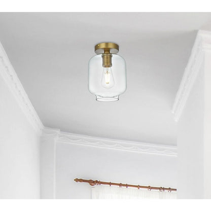 Collier 7.5 Inch Flush Mount Clear Shade in Satin Gold