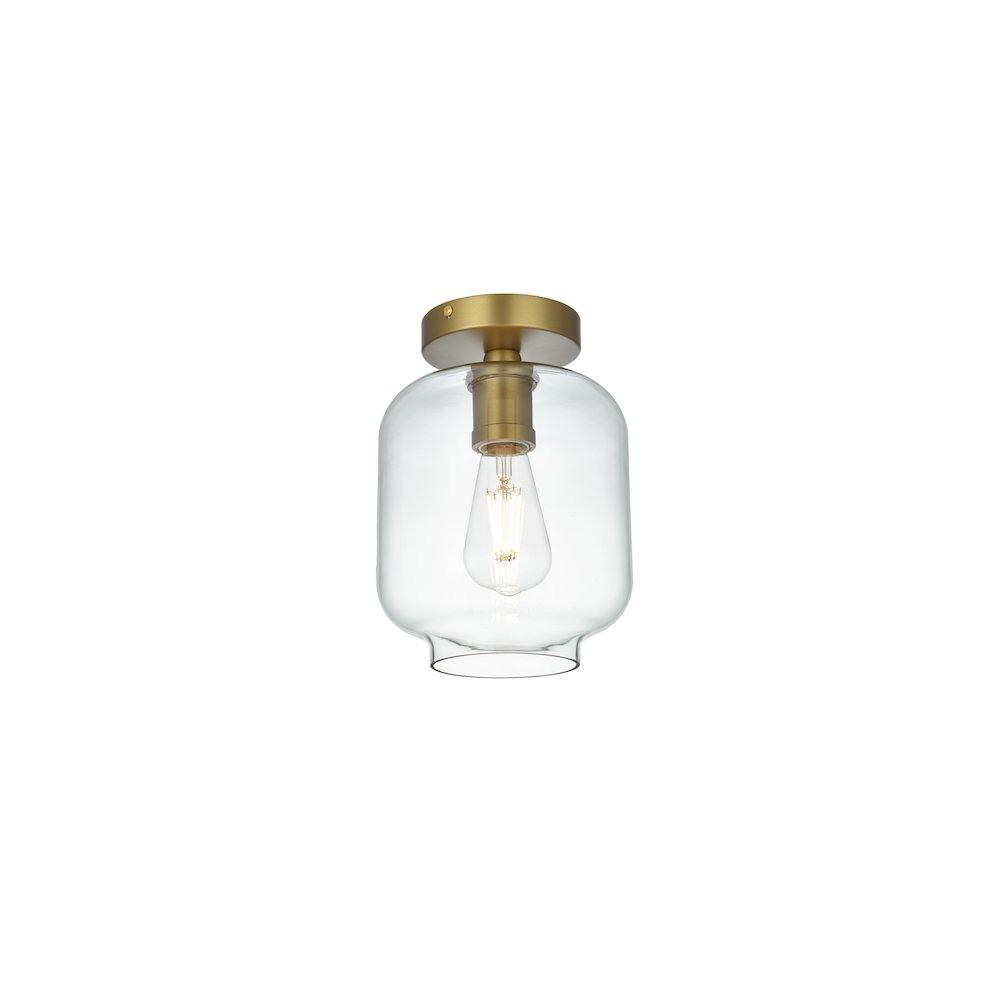 Collier 7.5 Inch Flush Mount Clear Shade in Satin Gold