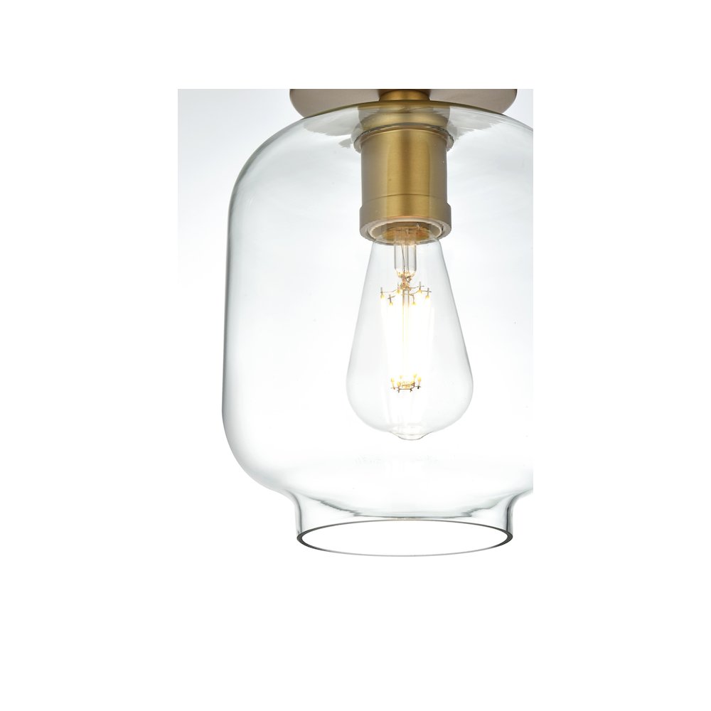 Collier 7.5 Inch Flush Mount Clear Shade in Satin Gold