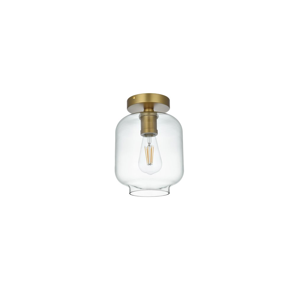 Collier 7.5 Inch Flush Mount Clear Shade in Satin Gold