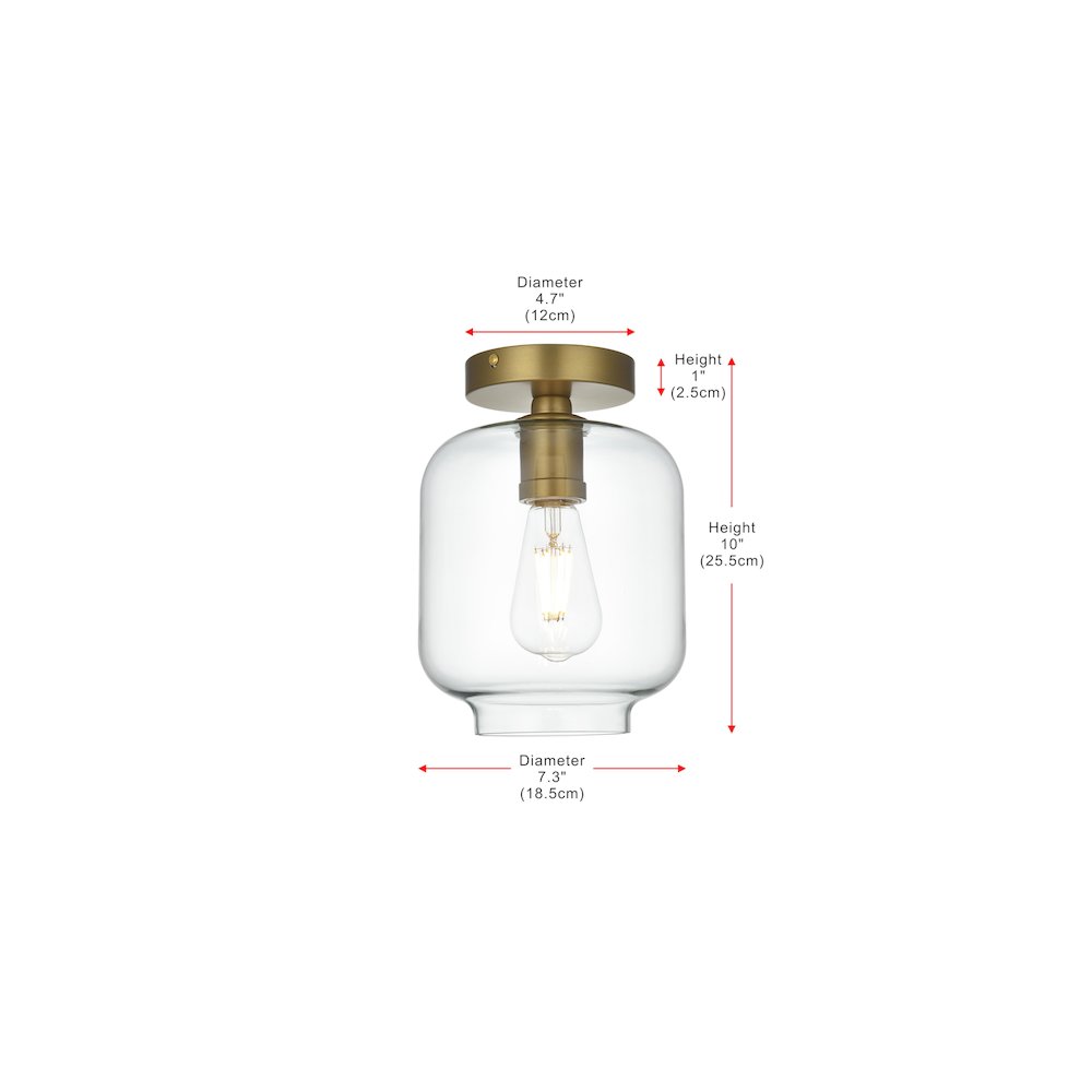 Collier 7.5 Inch Flush Mount Clear Shade in Satin Gold