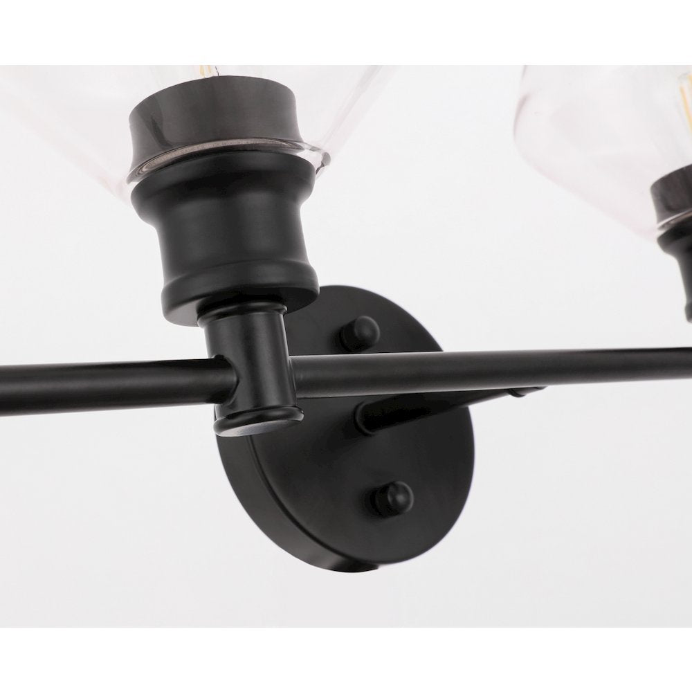 Gene 2 light Black and Clear glass Wall sconce
