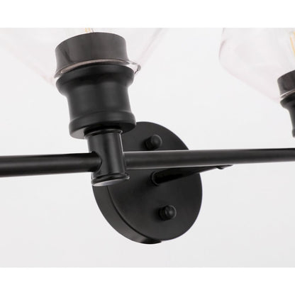 Gene 2 light Black and Clear glass Wall sconce
