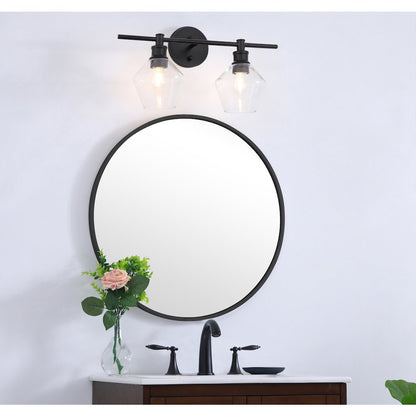 Gene 2 light Black and Clear glass Wall sconce