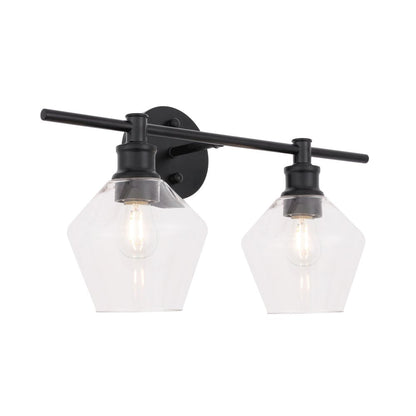 Gene 2 light Black and Clear glass Wall sconce