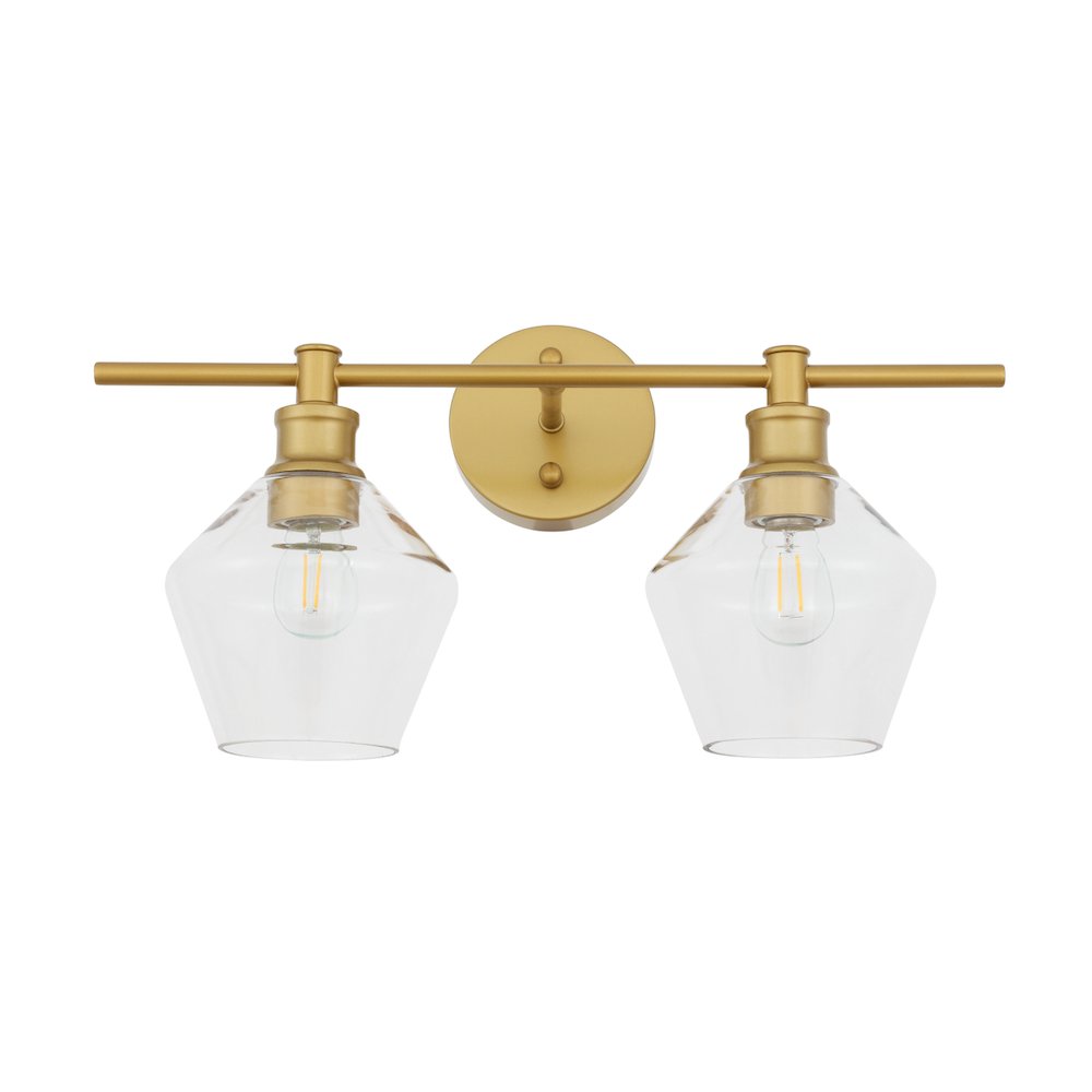 Gene 2 light Brass and Clear glass Wall sconce