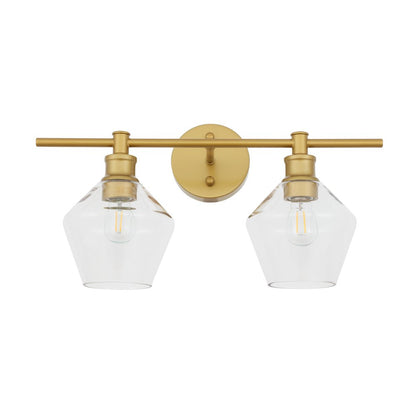 Gene 2 light Brass and Clear glass Wall sconce
