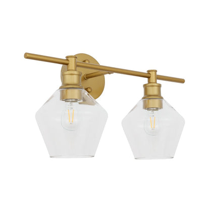 Gene 2 light Brass and Clear glass Wall sconce