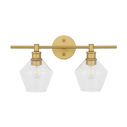 Gene 2 light Brass and Clear glass Wall sconce