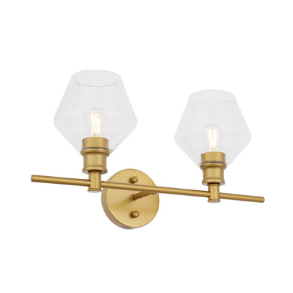 Gene 2 light Brass and Clear glass Wall sconce
