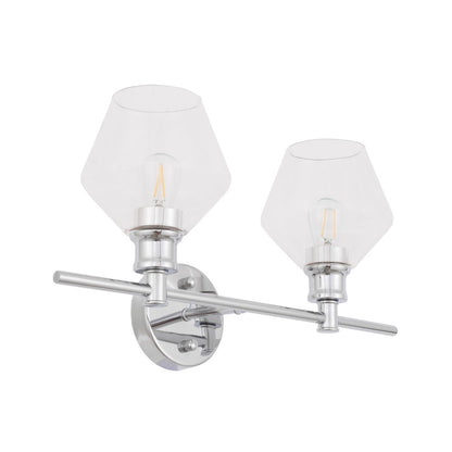 Gene 2 light Chrome and Clear glass Wall sconce
