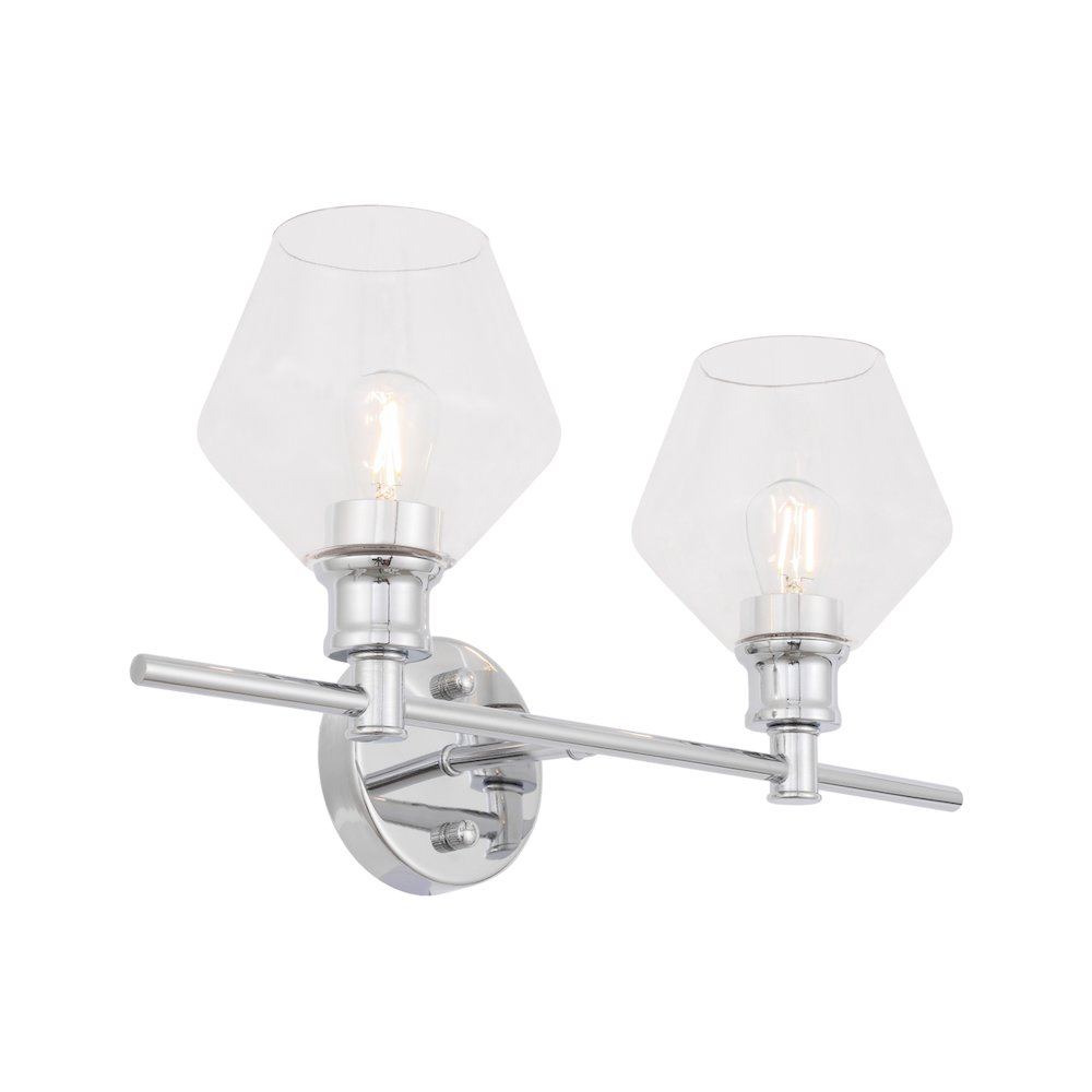 Gene 2 light Chrome and Clear glass Wall sconce