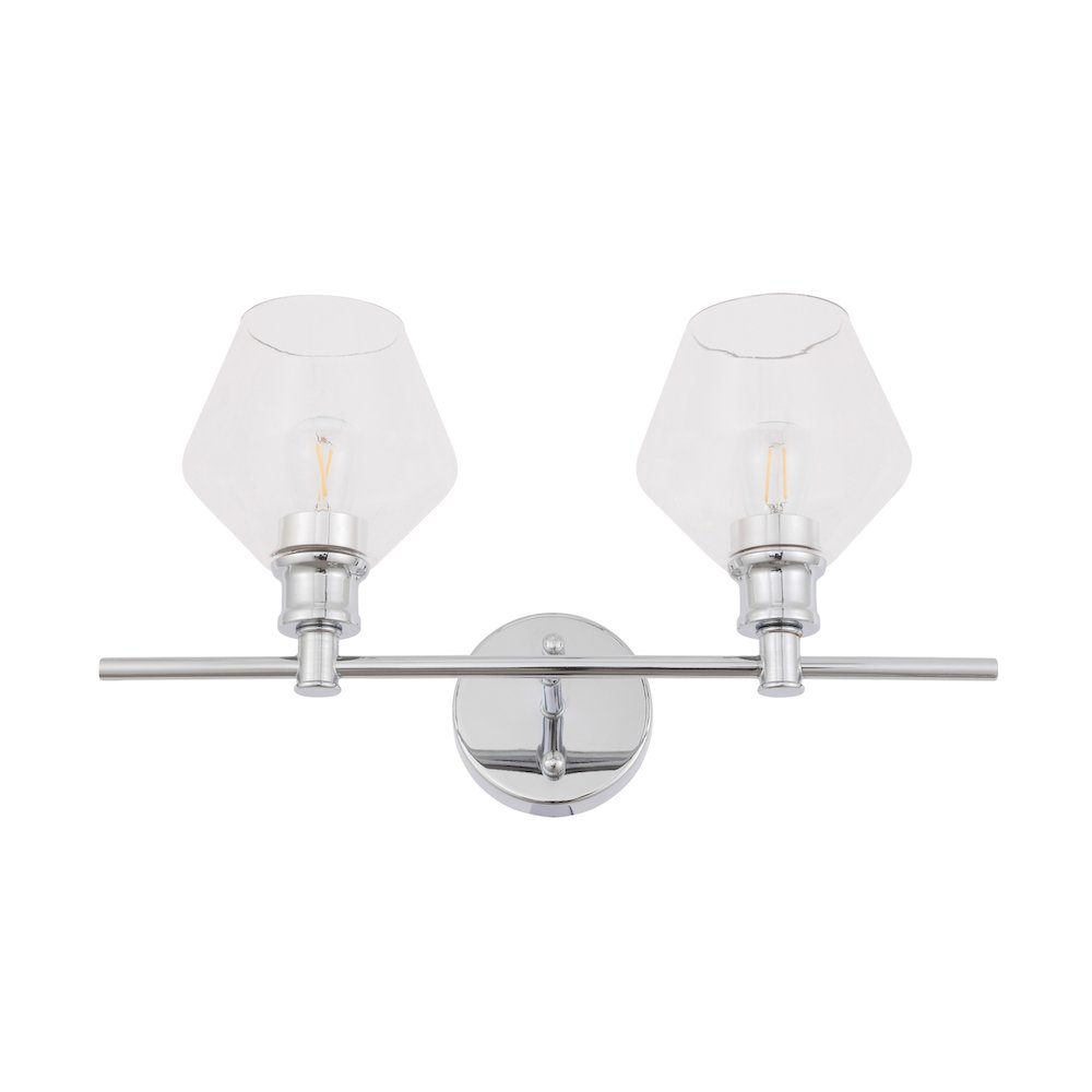 Gene 2 light Chrome and Clear glass Wall sconce