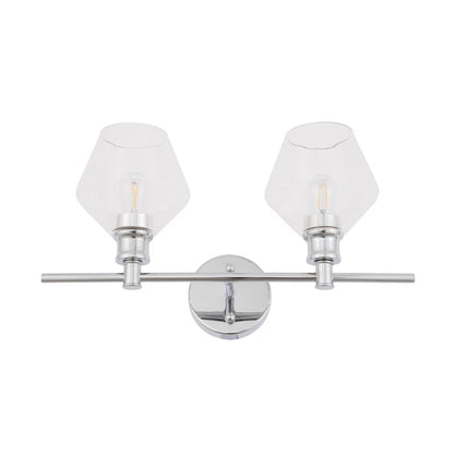 Gene 2 light Chrome and Clear glass Wall sconce
