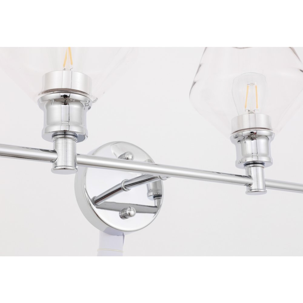 Gene 2 light Chrome and Clear glass Wall sconce