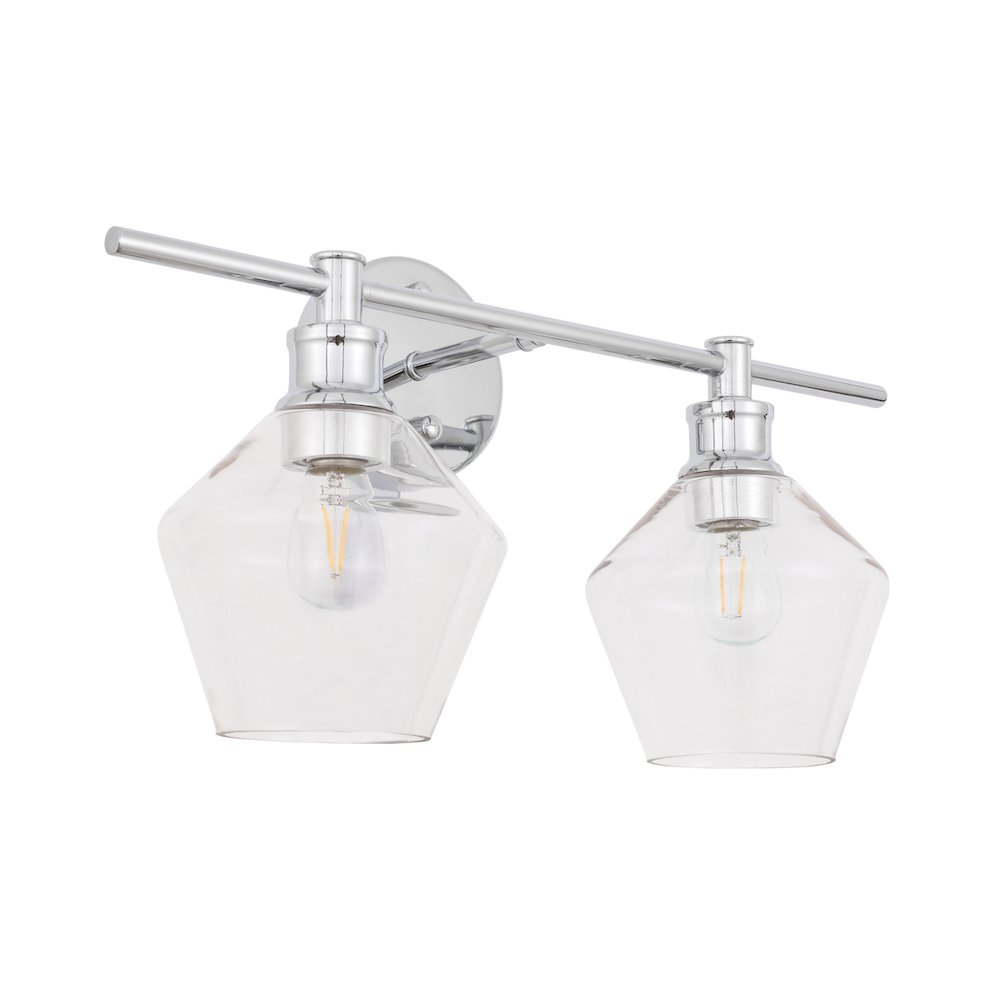 Gene 2 light Chrome and Clear glass Wall sconce