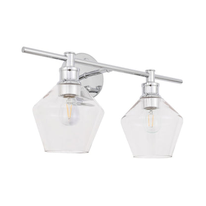 Gene 2 light Chrome and Clear glass Wall sconce