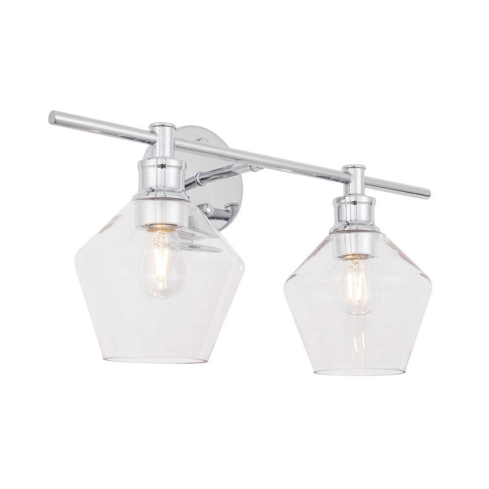 Gene 2 light Chrome and Clear glass Wall sconce
