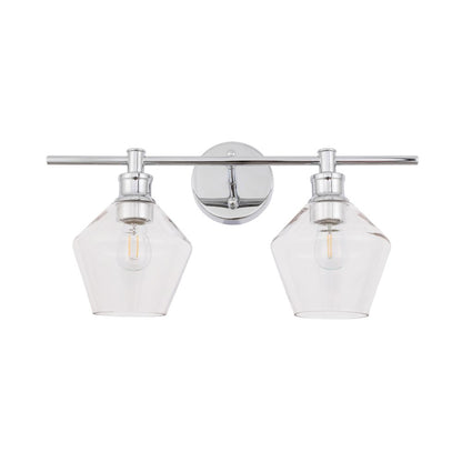 Gene 2 light Chrome and Clear glass Wall sconce