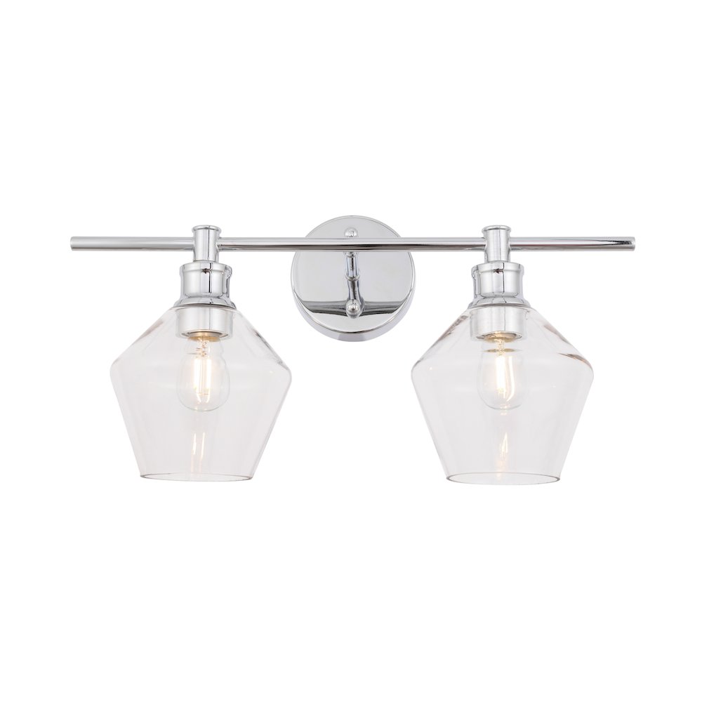 Gene 2 light Chrome and Clear glass Wall sconce