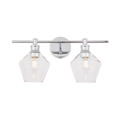 Gene 2 light Chrome and Clear glass Wall sconce