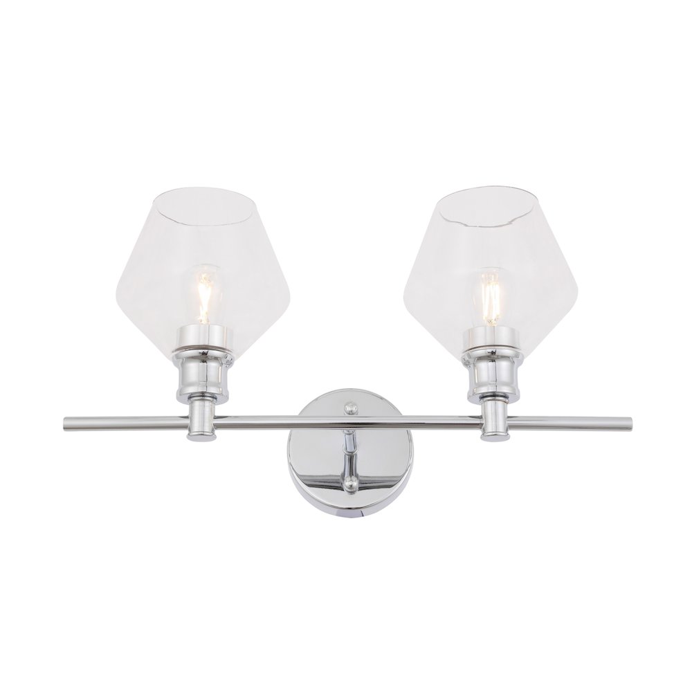 Gene 2 light Chrome and Clear glass Wall sconce
