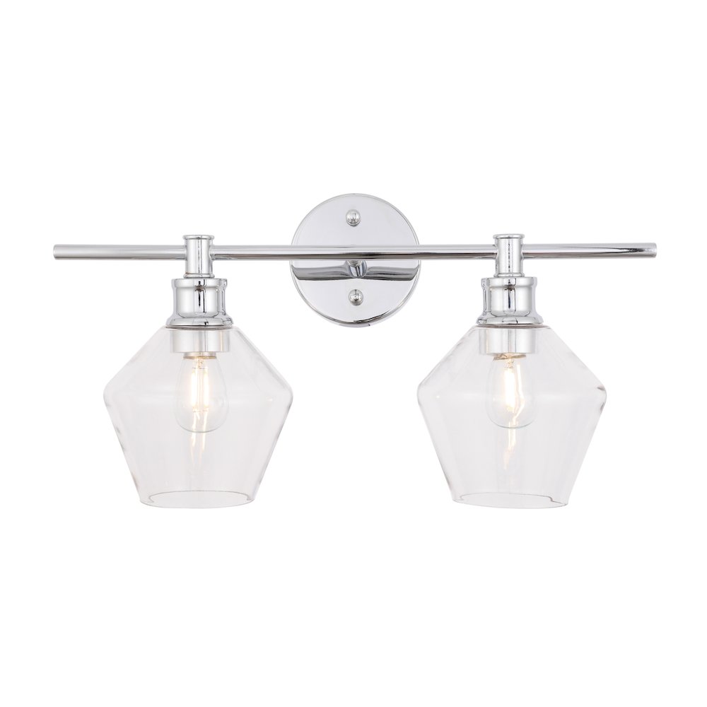 Gene 2 light Chrome and Clear glass Wall sconce