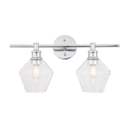 Gene 2 light Chrome and Clear glass Wall sconce