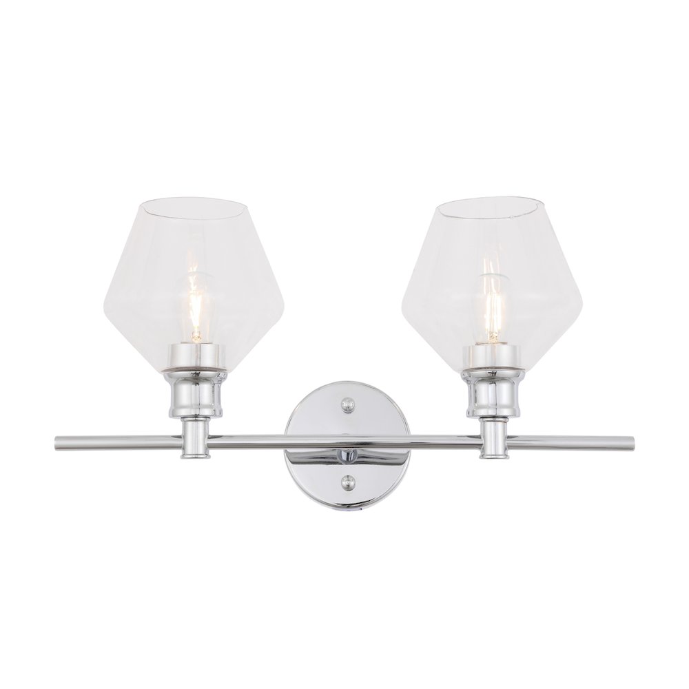 Gene 2 light Chrome and Clear glass Wall sconce