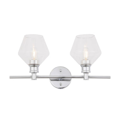 Gene 2 light Chrome and Clear glass Wall sconce