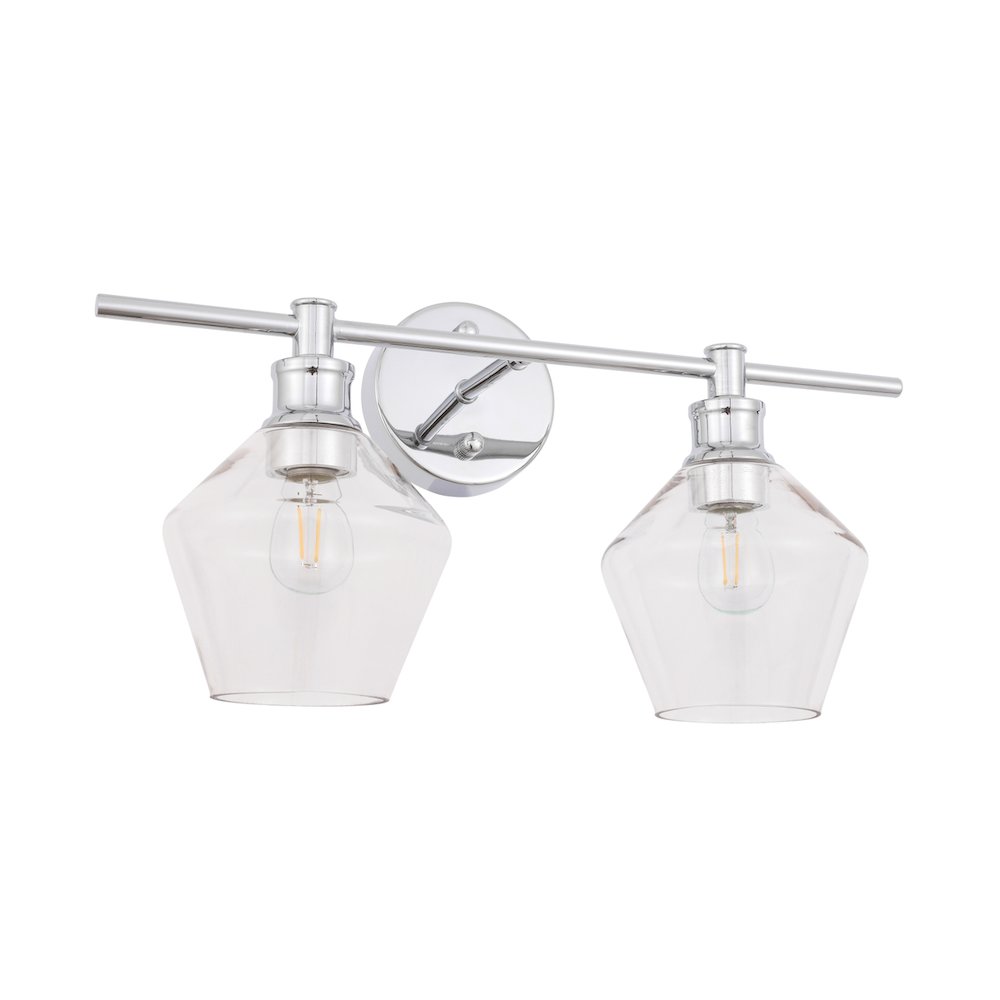 Gene 2 light Chrome and Clear glass Wall sconce