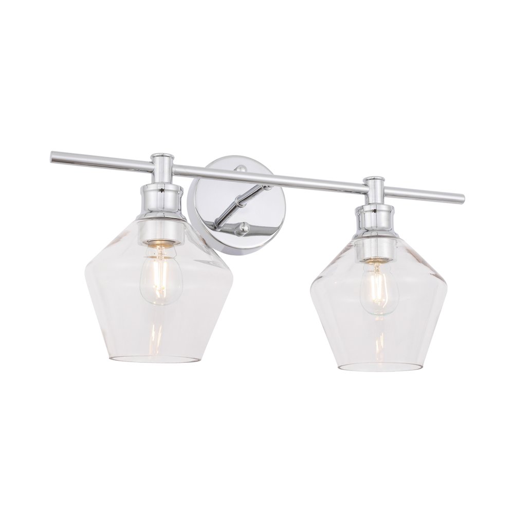 Gene 2 light Chrome and Clear glass Wall sconce