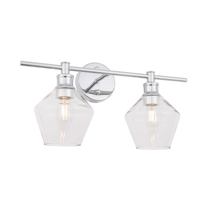 Gene 2 light Chrome and Clear glass Wall sconce