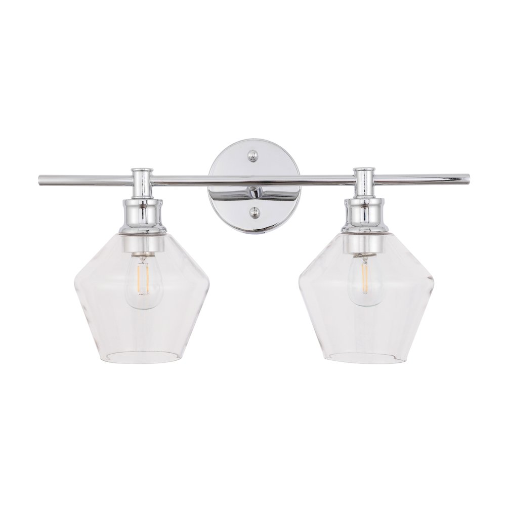 Gene 2 light Chrome and Clear glass Wall sconce