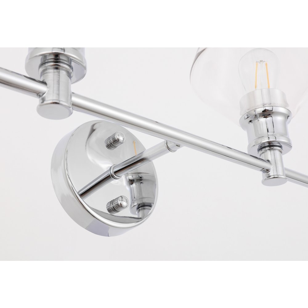 Gene 2 light Chrome and Clear glass Wall sconce